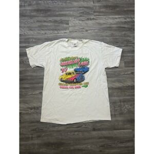 Vintage Flame Car Show Shirt 1997 Single Stitch White Splatter Size XL